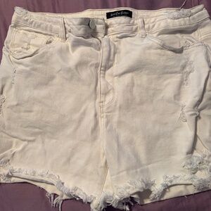 Risen White Denim Shorts